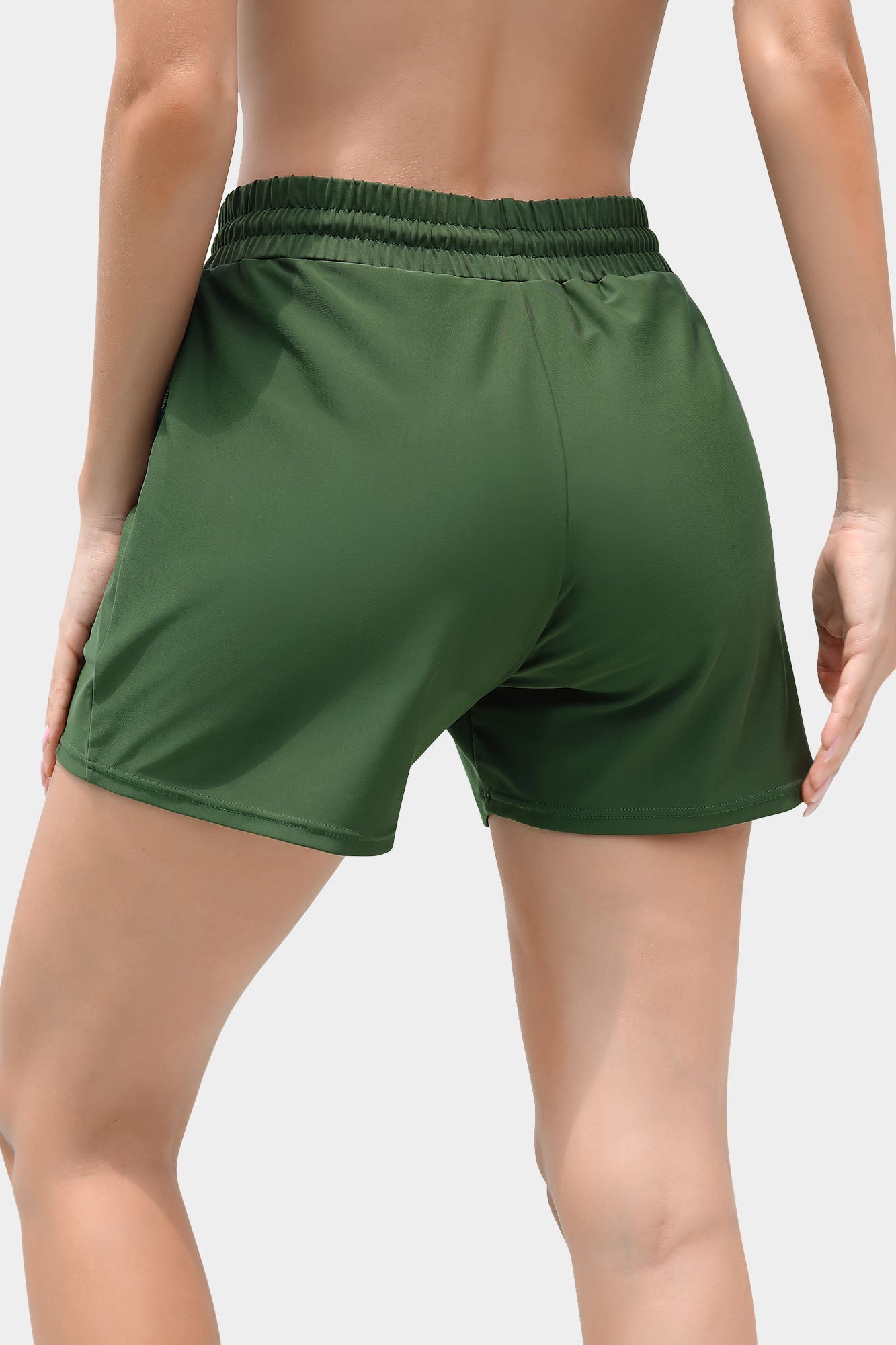 Zacharb Women's 5'' Solid Elastic Waist Quick Dry Pocket Swim Short Board Shorts-Zacharb | Fashion Outdoor Clothing