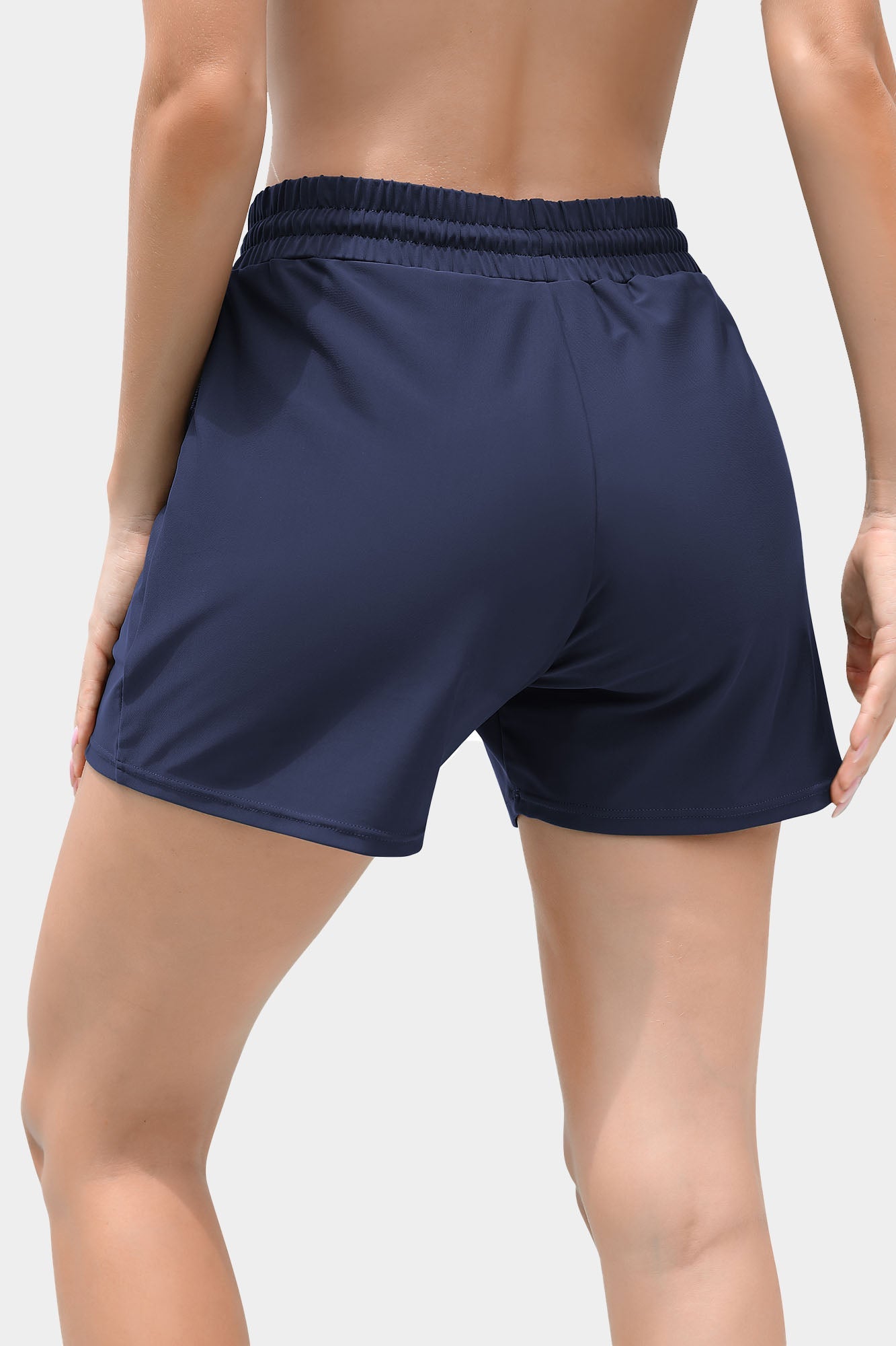 Zacharb Women's 5'' Solid Elastic Waist Quick Dry Pocket Swim Short Board Shorts-Zacharb | Fashion Outdoor Clothing