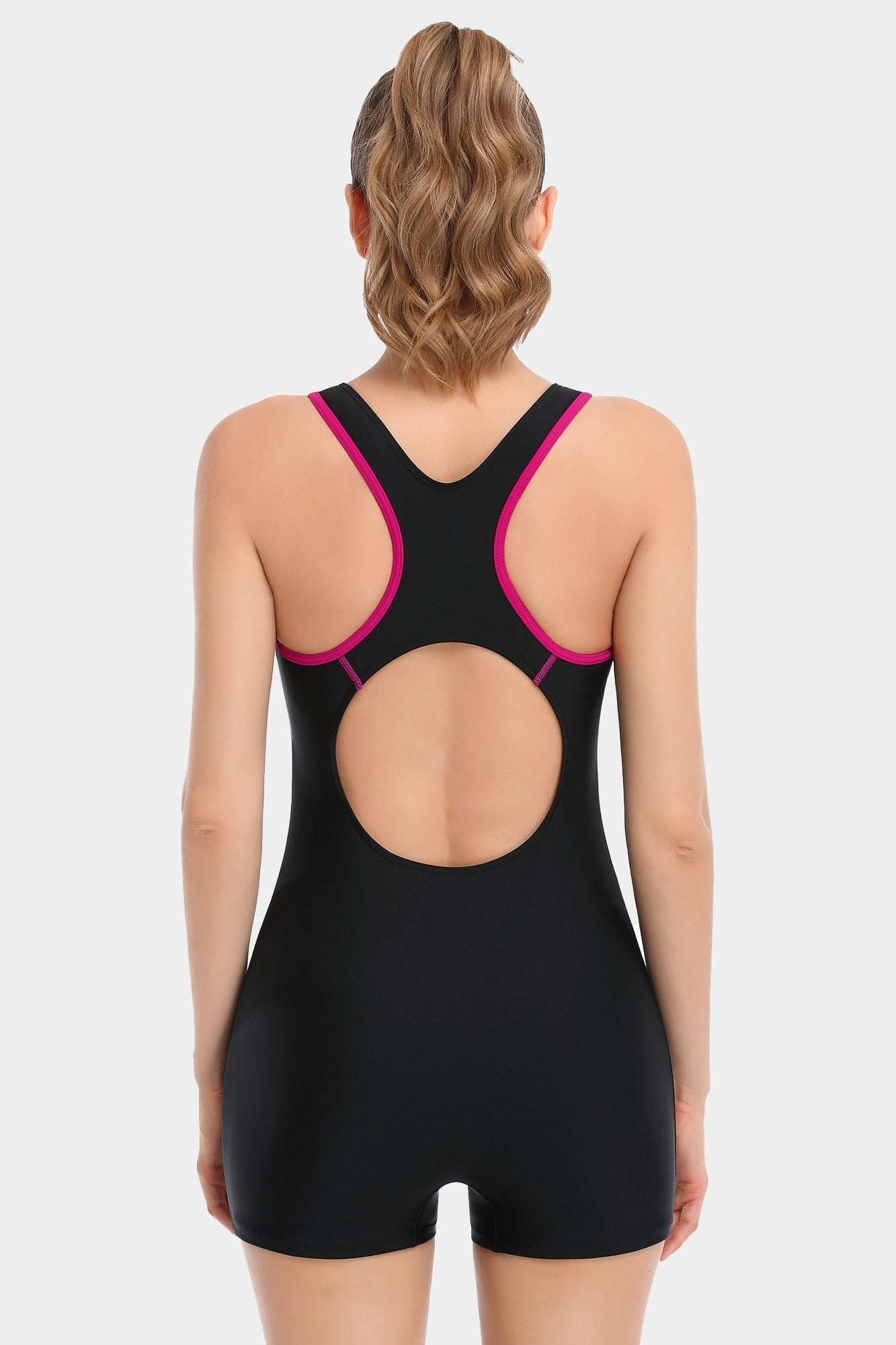 Zacharb Pink Pullover Athletic Boyleg Racerback Swimwear-Zacharb | Fashion Outdoor Clothing