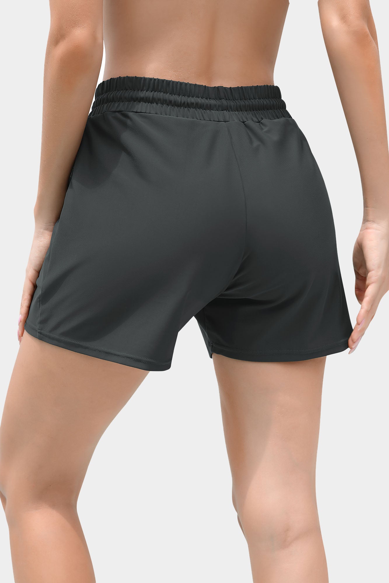 Zacharb Women's 5'' Solid Elastic Waist Quick Dry Pocket Swim Short Board Shorts-Zacharb | Fashion Outdoor Clothing