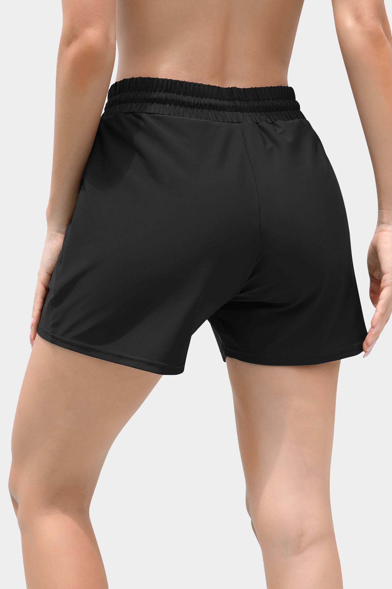 Zacharb Women's 5'' Solid Elastic Waist Quick Dry Pocket Swim Short Board Shorts-Zacharb | Fashion Outdoor Clothing