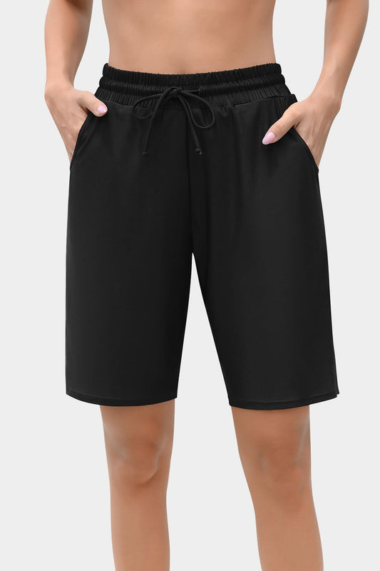 Zacharb Women's Solid High Waist Quick Dry Long Board Shorts-Zacharb | Fashion Outdoor Clothing